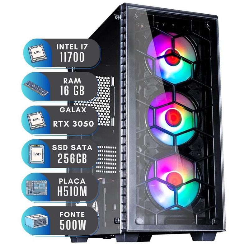 Pc Gamer i7 11700 RTX 3050 SSD 256GB 16GB Windows 11 PRO - NTC